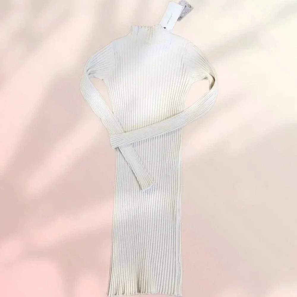 JOHN ELLIOTT GINZA RIb Long Sleeve Mock Mini Dress in Feather - Picture 13 of 15